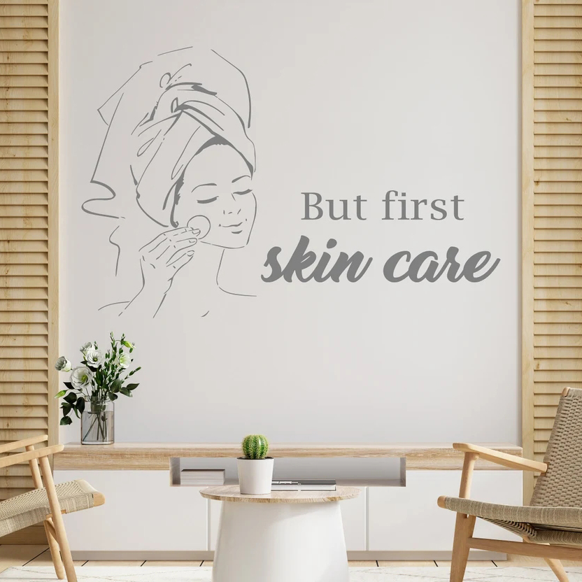 Skincare Quote - Pa Salon Kadın Yüz Duvar Çıkartmaları